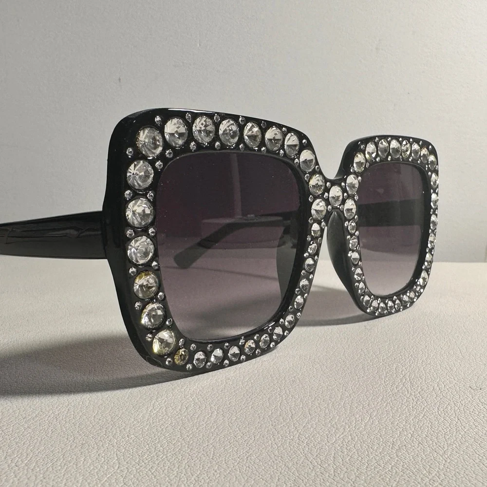 Elton Square Rhinestone Sunglasses - Picture 3 of 4